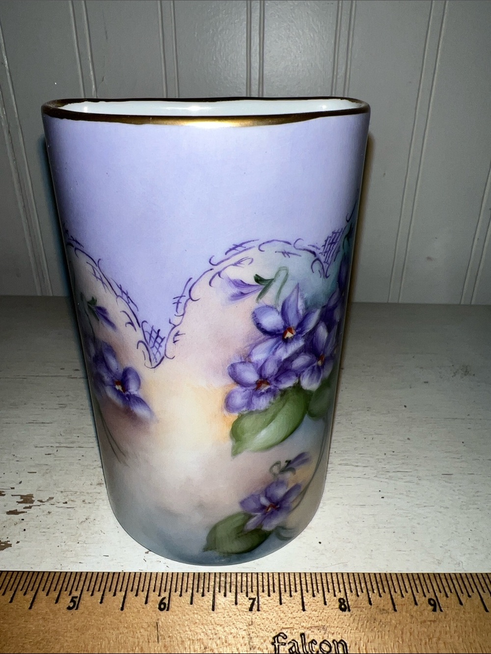 Antique Hand Painted Porcelain wall pocket